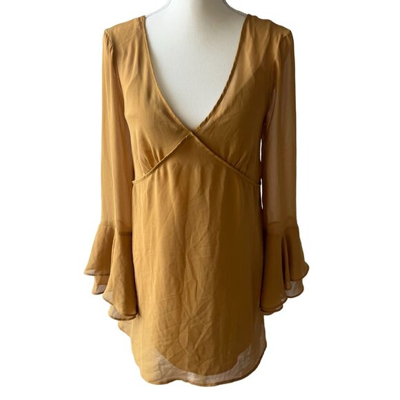 BCBGENERATION Camel Tan Peasant Dress Size XXS NEW - Picture 1 of 4